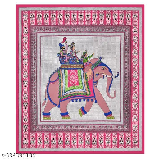 144 TC Cotton Double Printed Flat Bedsheet -D-EXL-356-PINK