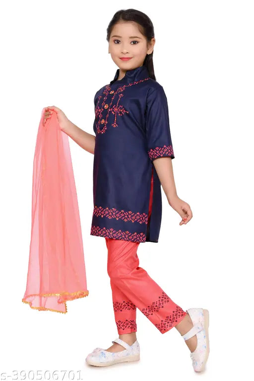 Exquisite Rayon Kurti Pant & Dupatta Set, Indian tradition meets contemporary style, A-line, embroidered