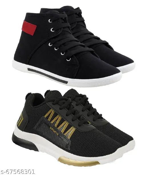Stylish multicolor sports running shoes for boys, comfortable and trendy design in two styles