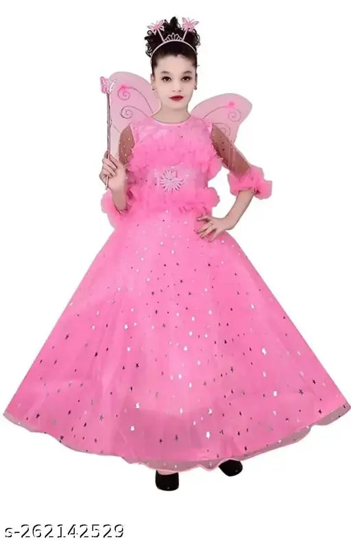 Embellished net dress for girls, three-quarter sleeves, trendy frocks from India (2-3yrs to 9-10yrs)