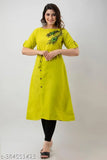 Fashionable cotton slub dijital print anarkali kurti with short sleeves