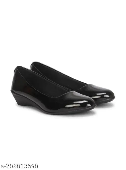 Black synthetic ballerinas for women - stylish calculation and comfortable slip-on design, ideal for bellies (size options: IND-3 to IND-9)