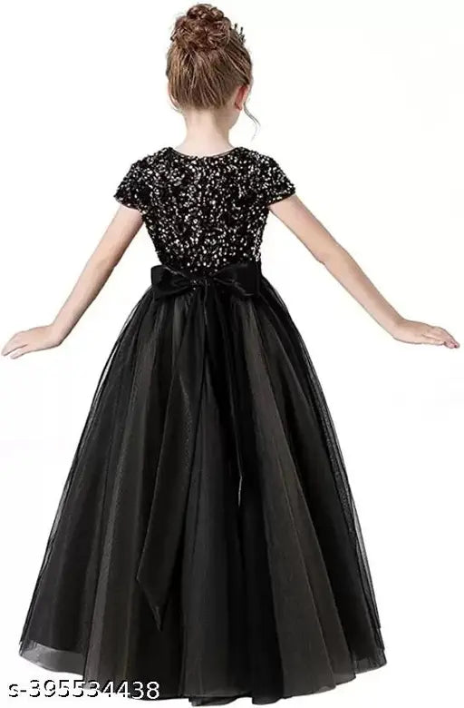 Shining sequins embroidered net long sleeve flower girl dress, airy and comfortable, perfect for parties or special events, size 5-12 years, made in India