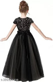 Shining sequins embroidered net long sleeve flower girl dress, airy and comfortable, perfect for parties or special events, size 5-12 years, made in India