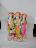 Multicolor resin Ram Darbar Murti for festival, Diwali decoration, Hindu god & goddess figurines (10x14x5 cm) from India
