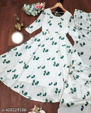 Heavy Georgette digital floral printed gown with dupatta, Indian handcrafted women's formal wear