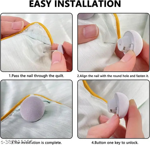 Flexible fabric bed clip set, for securing fitted sheets and flat sheets on beds