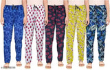 Women's multicolored pajama bottoms in cotton print, nightwear lounge wear