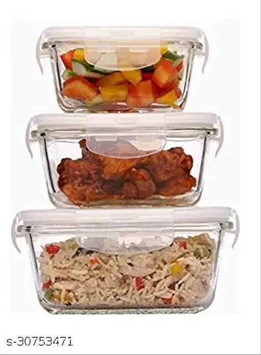 Clear plastic airtight fridge storage containers set of 3 with lids
