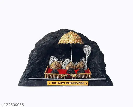 Small, poly resin MATA Vaishno Devi figurine by SCULPTO MANIA, made in India. May vary in color. Sanitized with gangajal