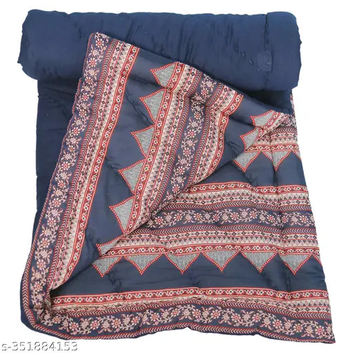 Blue, zig zag printed baby quilt
