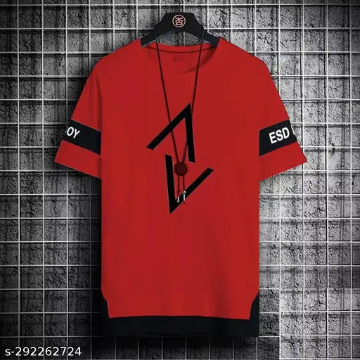 Stylish men's printed oversized cotton blend T-shirt - loose fit, drop shoulder, perfect for comfortable streetwear