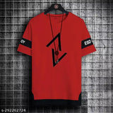 Stylish men's printed oversized cotton blend T-shirt - loose fit, drop shoulder, perfect for comfortable streetwear