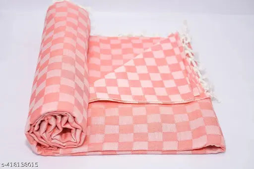 Bhagalpuri peach cotton blend 3D check AC Chaadar, softens with each wash, suitable for all ages and comfortable to use