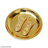 Brass Lakshmi Charan Paduka, Kamal Gatte Seed & Kaudi/Kaudi, Gomti Chakra set (11 pcs each) for Diwali and Laxmi Pooja, spiritual protection for home worship