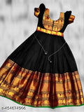 Silk gown for baby girls, trending Diwali outfit with short sleeves, intricate embroidery and vibrant colors