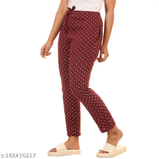 Womens red polka dot cotton pants