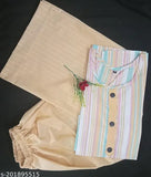 Cotton kurti palazzo set for girls and women in solid yellow, ideal for casual wear