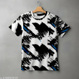Mens Lycra half sleeve printed T-shirt with exclusive print, India origin, men's size M (Chest 38in, Length 28in), Lycra fabric, short sleeves