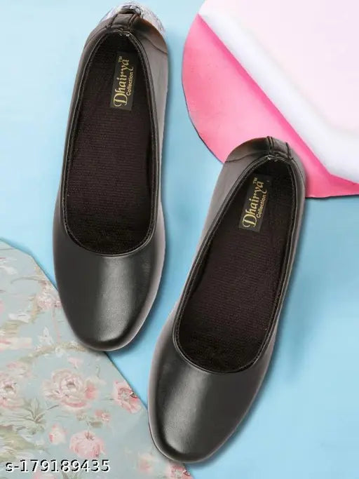 Synthetic leather slip-on solid ladies heel, latest design official belly in sizes IND-4 to IND-8 (made in India)