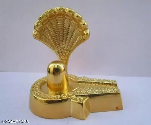 Brass Shivling statue, intricately designed Shiva Shankar Linga Ling with Shesh Naag and Panch Rudraksha, handcrafted in India