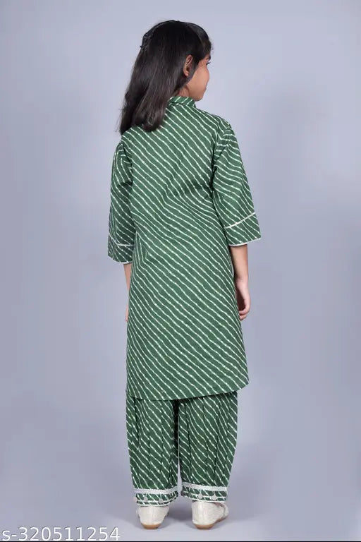 Misbis girls cotton printed kurta and pyjama set, three-quarter sleeve calf length style, ready-to-wear party wear for all occasions. Indian handcrafted cotton garment