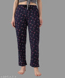 Anxa printed cotton pyjama lounge pant night wear for women girls multicolor two pack