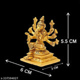 Brass 8-Handed Pital Varahi Amman Idol/Statue - Seated with boar face, human body, & weapons, symbolizing Shakthi's incarnation for protection & prosperity, made in India