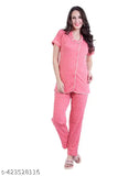 Women's cotton printed night suit set with collar coord - stylish pyjamas for women, featuring short sleeves and vibrant prints