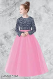 Embellished net Kids winter dresses, long sleeves. B.R. Enterprise's princess gown for special occasions, sizes 5-16 years, Indian origin