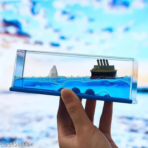 Titanic-themed acrylic car dashboard showpiece, liquid wave cruise ship decoration from ELIE INDIA, never sinking design for home or office gifting purposes