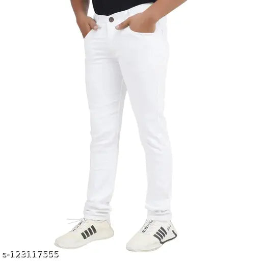 Denim pants for men, solid design, 1 unit each size 28, 30, and 32 from Heaven Creation, made in India