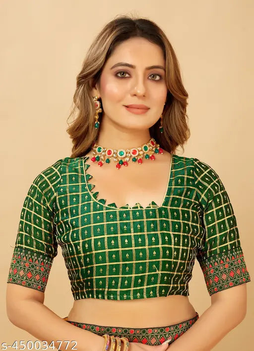 Printed chiffon Farewell saree with separate brocade blouse, trending party wear saree in free size