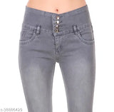 Light grey denim women's 4 button pack of 1 jeans