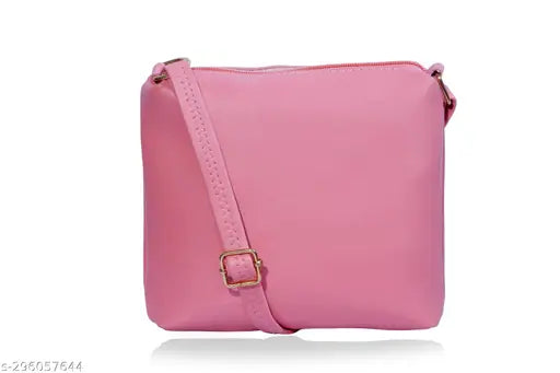 Dark pink leather sling bag with zip closure