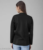 Woolen solid-color long sleeve zipper jacket for women (XS-XL), handcrafted in India