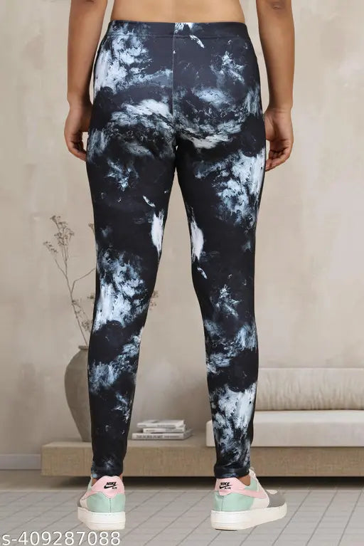 Multicolor printed net Lycra jeggings for women's workout, stretchable and full-length bottom, comfortable waist, DTR Fashion