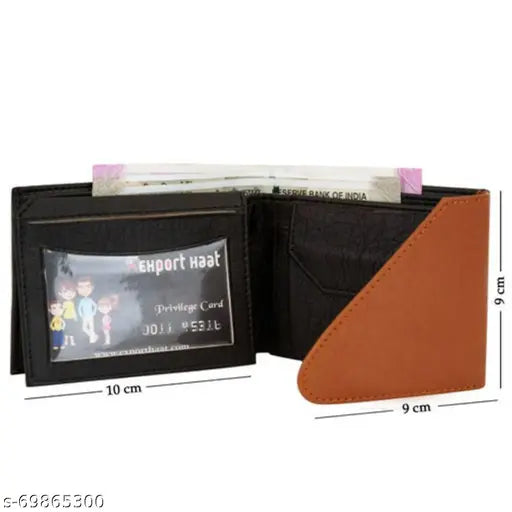 Black N Tan PU men's premium wallet, 5 compartments, free size