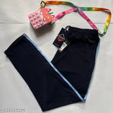 Black women's trackpants with white accents and pink logo