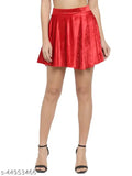 Velvet high-waisted red skater skirt, versatile and flared for various occasions