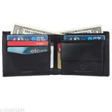 Black genuine leather wallet, RFID protected, 2 compartments. Premium men's accessory from India
