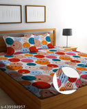 Glace Cotton supersoft double fitted bedsheet with 2 matching pillow covers, size 78" x 72" + 6". Breathable, wrinkle-free, and easy to wash at home