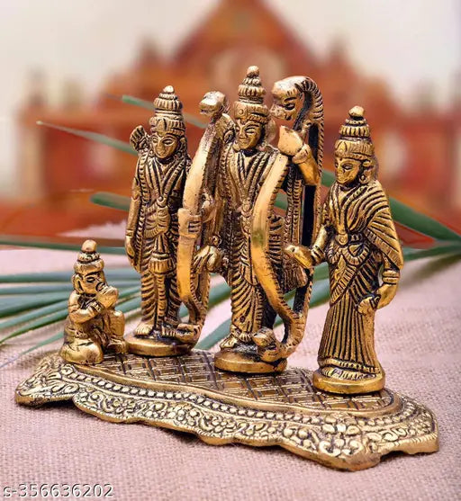 Metal Ram Darbar Idol with Rama, Laxman, Sita & Hanuman for temple Diwali Puja. 18cm x 13cm x 8cm statue from A&S Ventures