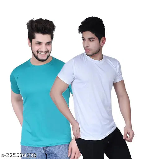 Nylon half sleeves men's t-shirt, fit regular, pack of 2 - ideal for workouts & casual wear