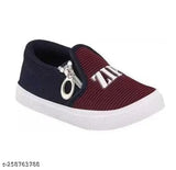 Maroon canvas kids' shoes with zip closure