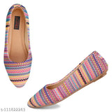 Textured Indian textile slip-on kadai for ladies, available in sizes IND-3, IND-4, IND-5, IND-8 (Ladies latest pointed kadai belly on display)