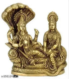 Brass metal Shri Lakshmi MATA Murti/Shri Narayan Idol, decorative Lakshmi Vishnu Ji figurine for home altars, office, or living space, 1.5x1.5x1.5 inches, handcrafted in India