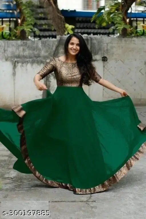 Green and gold traditional dress