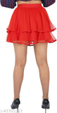 Red crepe above knee length skirt