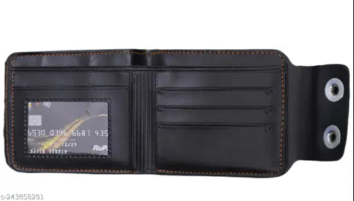 Synthetic leather formal-casual wallet combo (2 pcs), free size, printed net design, durable for men's accessories, India origin
